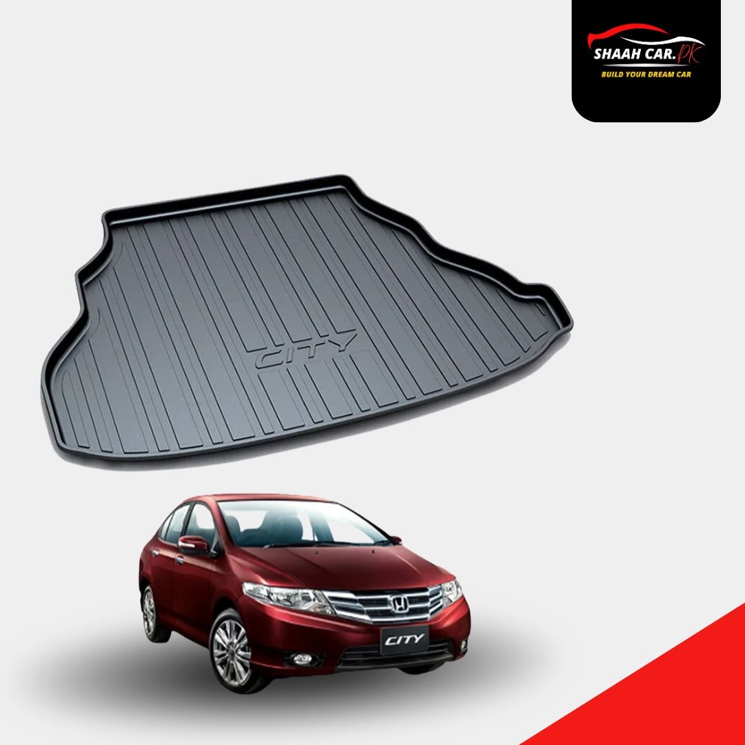 Untitled design - 2025-10-05T012421.155 Honda City 2012 Car Trunk Mat Pvc Material Black City Logo 01 Pc/Set - Image 1