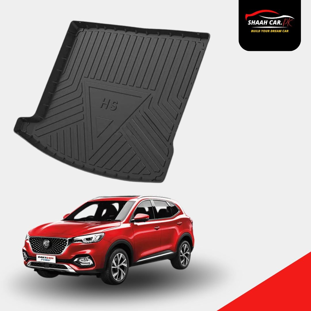 Untitled design - 2025-10-05T030616.002 Mg Hs 2021 Car Trunk Mat Pvc Material Black Mg Hs Logo 01 Pc/Set - Image 1