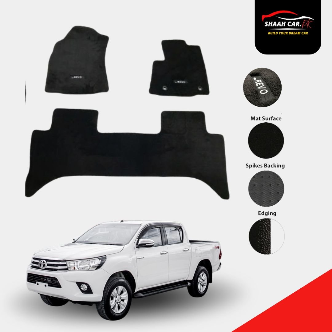 Untitled design (31) Toyota Hilux Revo Carpet Floor Mats Black 2016-2022 - Image 1